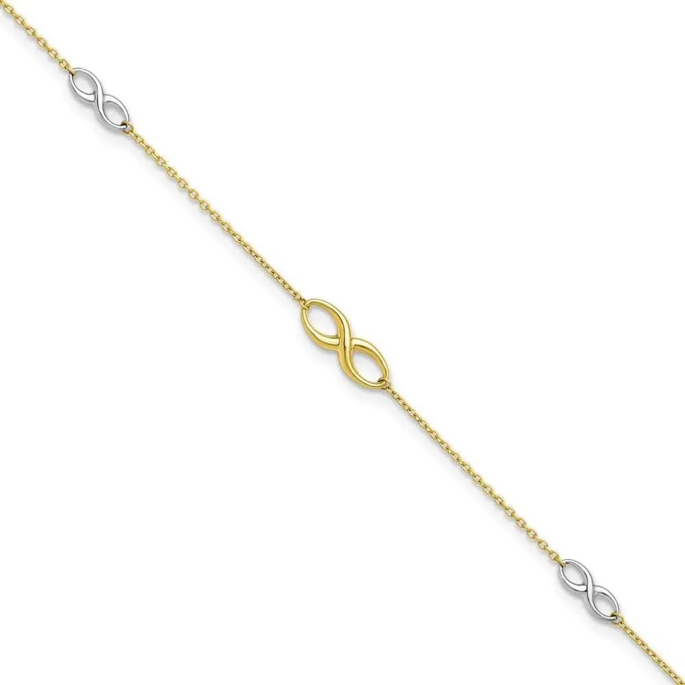 10k Two-Tone Polished with 1in Extension Anklet