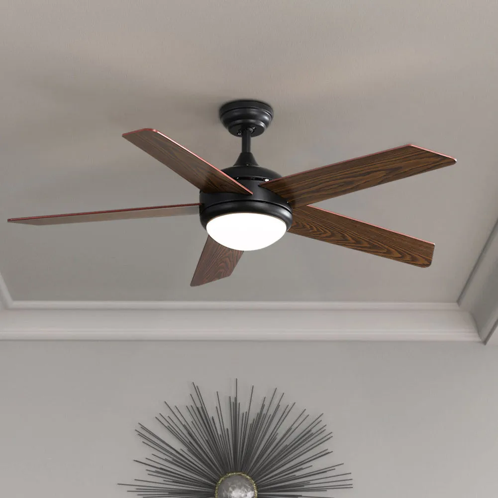 52 Inch Wooden Blades Ceiling Fan with LED Lamp Light Dimmable and Remote