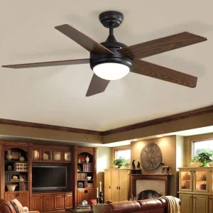 52 Inch Wooden Blades Ceiling Fan with LED Lamp Light Dimmable and Remote
