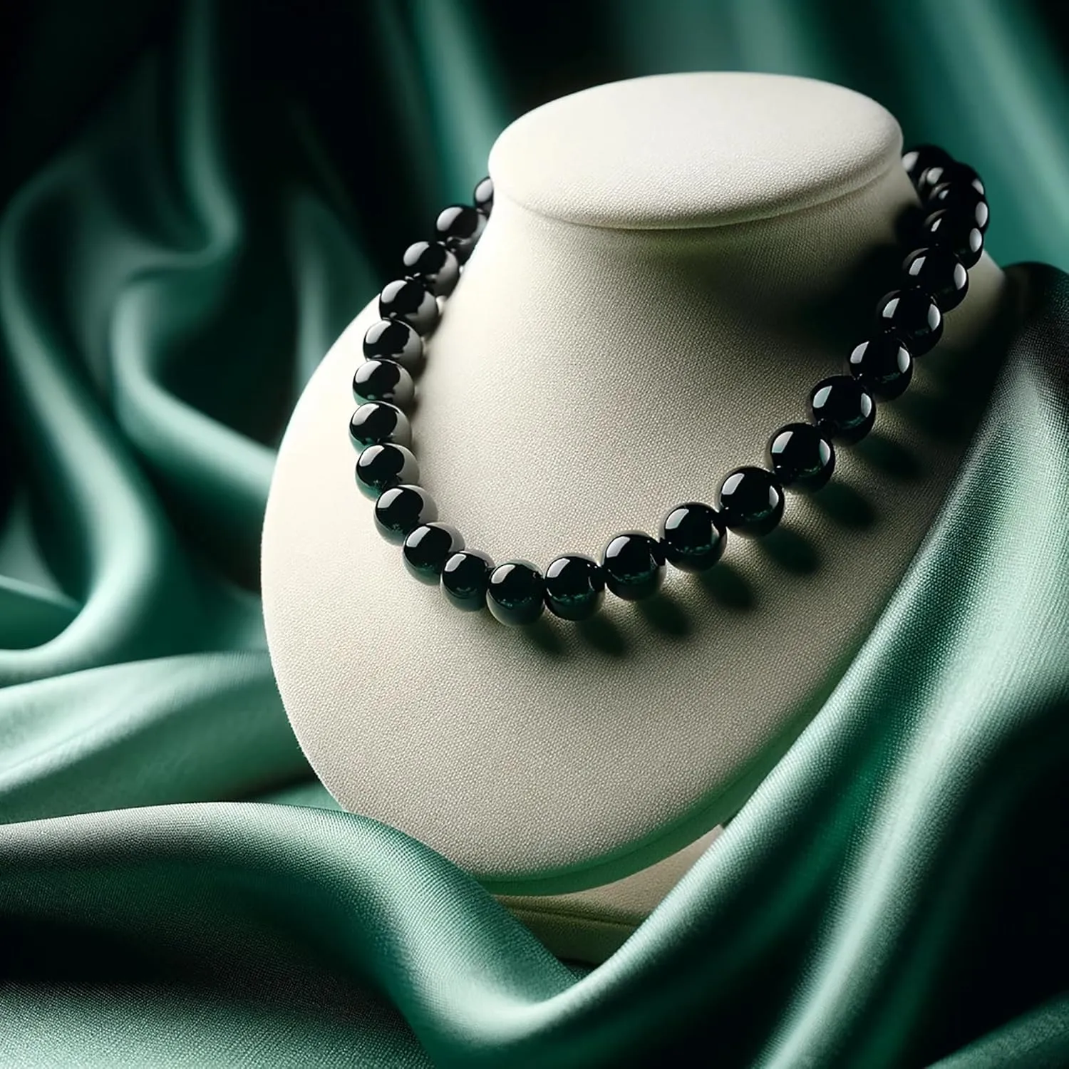 8mm Polished Black Onyx Necklace | .925 Sterling Silver