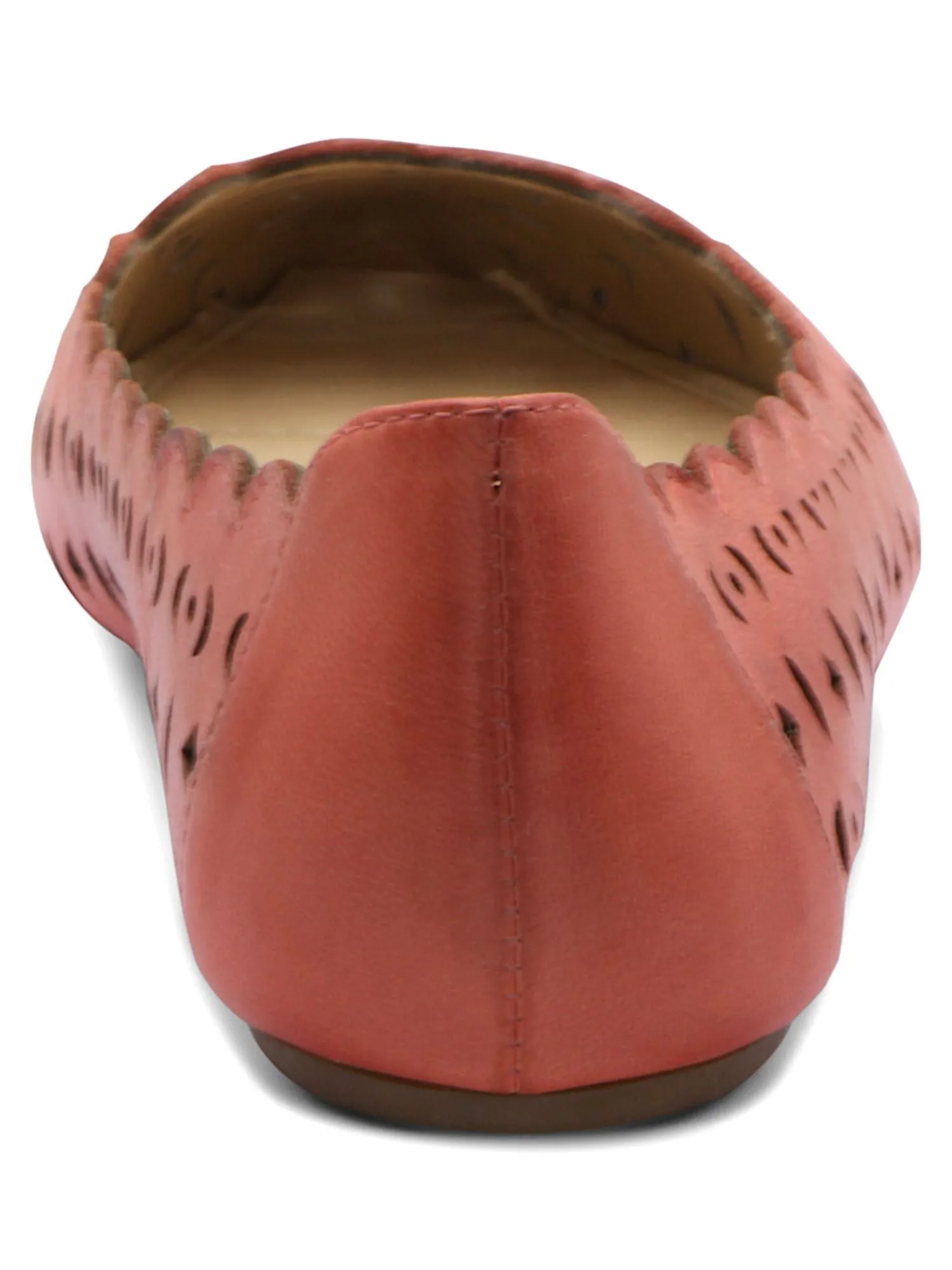 ADRIENNE VITTADINI Womens Coral Laser Cut Scalloped Padded Forst Pointed Toe Slip On Leather Flats Shoes M