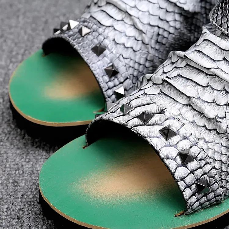 Animal Print Leather Gladiator Sandals