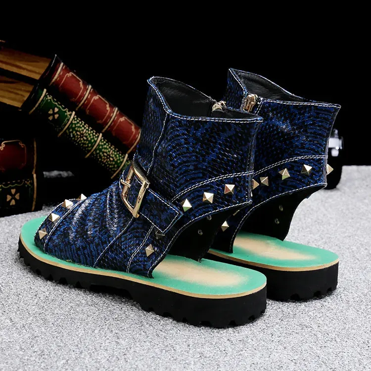 Animal Print Leather Gladiator Sandals