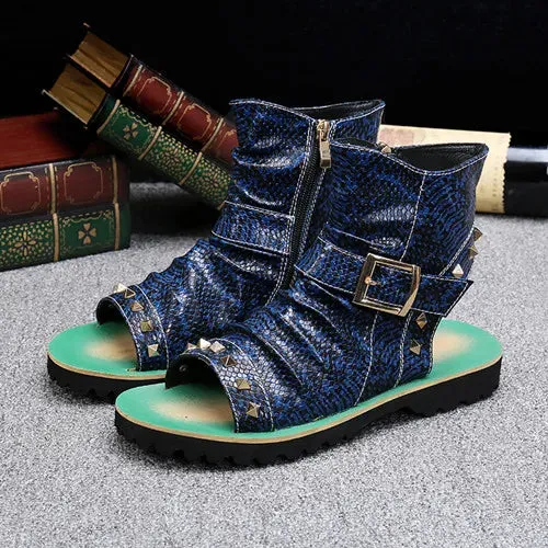 Animal Print Leather Gladiator Sandals