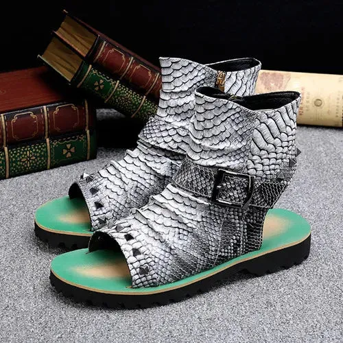 Animal Print Leather Gladiator Sandals