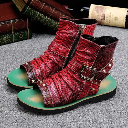 Animal Print Leather Gladiator Sandals