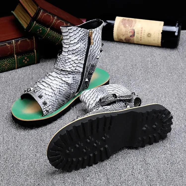 Animal Print Leather Gladiator Sandals