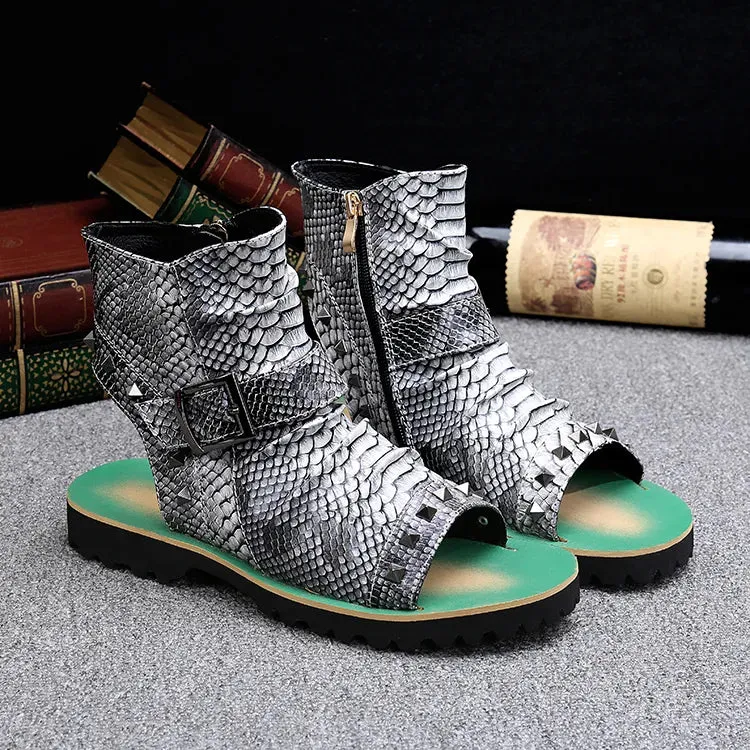Animal Print Leather Gladiator Sandals