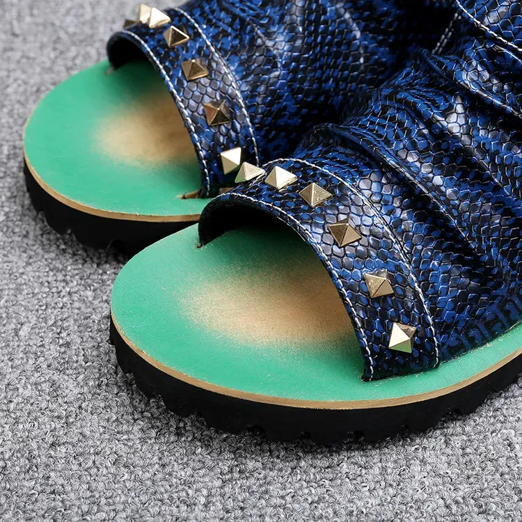 Animal Print Leather Gladiator Sandals