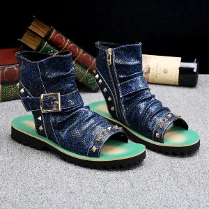 Animal Print Leather Gladiator Sandals