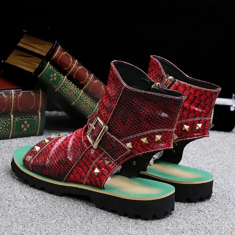 Animal Print Leather Gladiator Sandals
