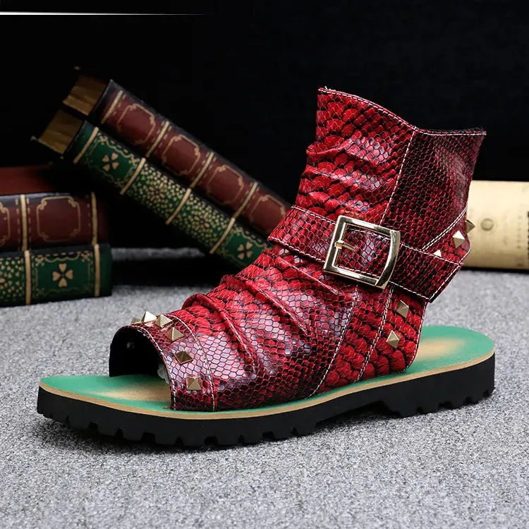 Animal Print Leather Gladiator Sandals