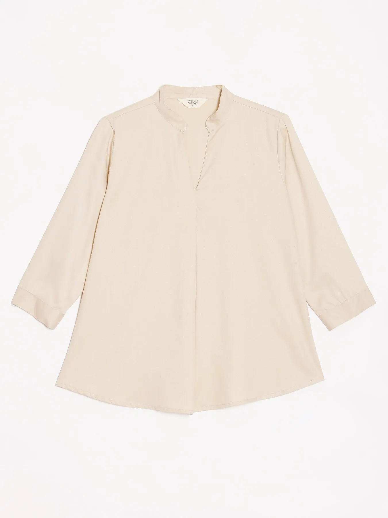 Beige Viscose Pleated Top