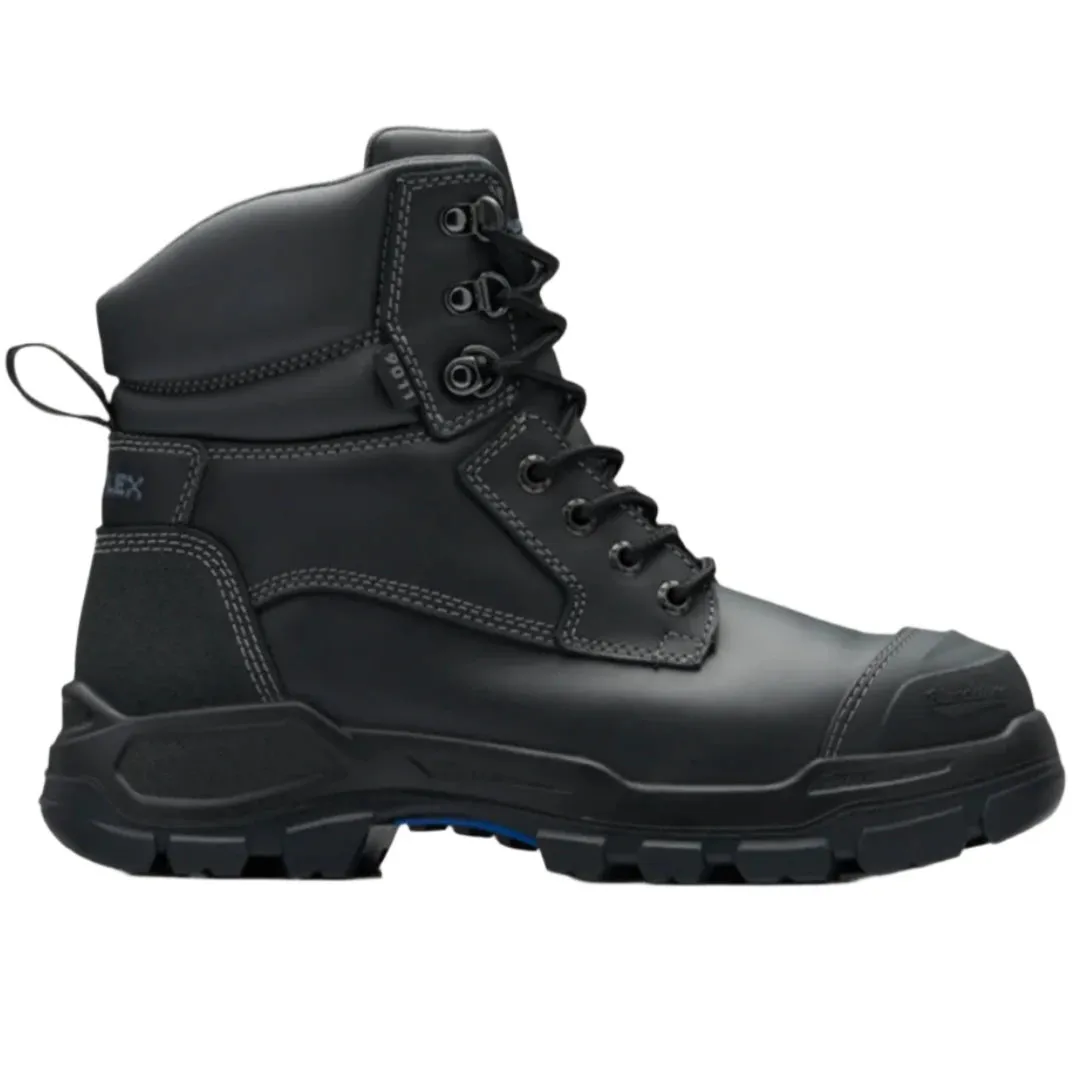 Blundstone Rotoflex Black Water Resistant Platinum Leather 150mm Lace Up Steel Toe Safety Boot (9011) (Pre Order)