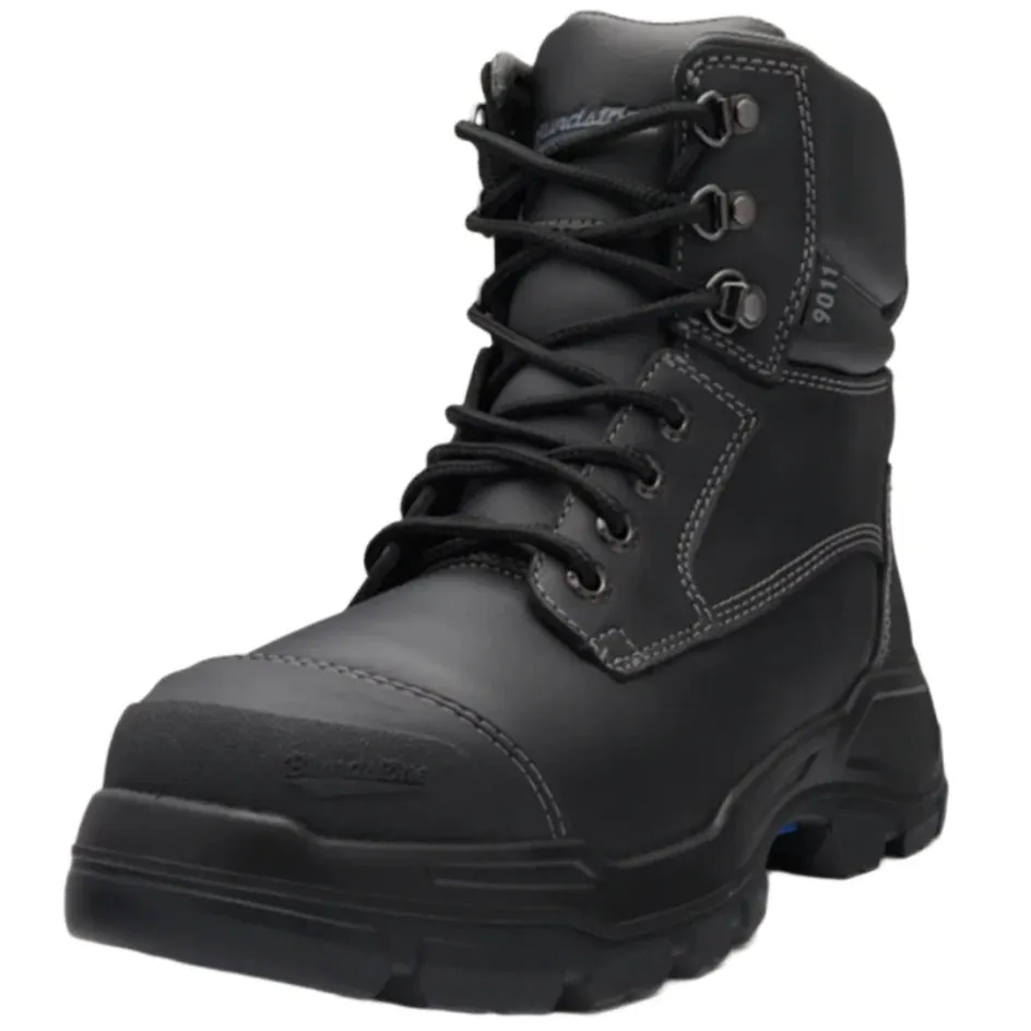 Blundstone Rotoflex Black Water Resistant Platinum Leather 150mm Lace Up Steel Toe Safety Boot (9011) (Pre Order)