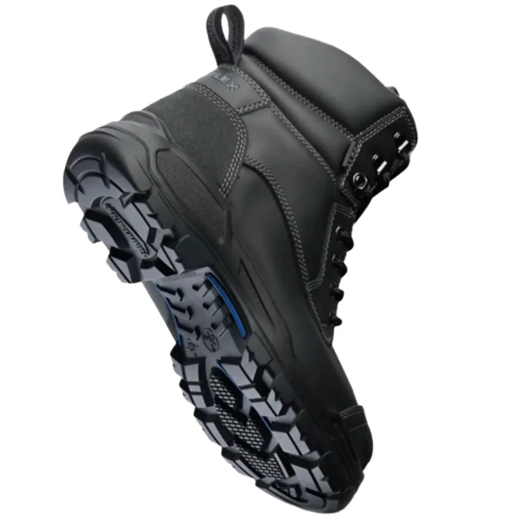 Blundstone Rotoflex Black Water Resistant Platinum Leather 150mm Lace Up Steel Toe Safety Boot (9011) (Pre Order)