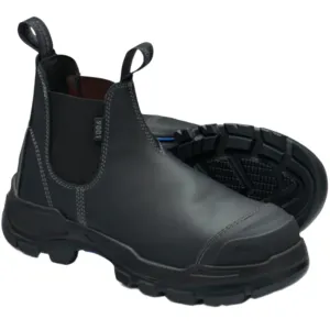 Blundstone Rotoflex Black Water Resistant Platinum Leather Elastic Side Steel Cap Safety Boot (9001) (Pre Order)