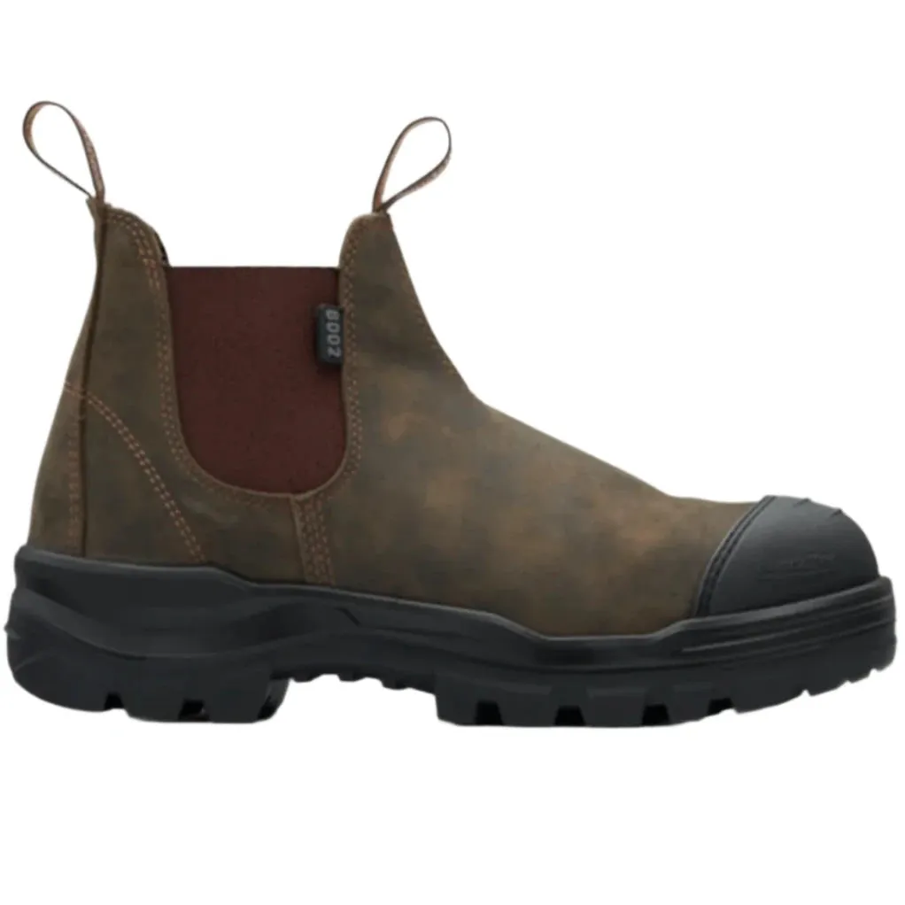 Blundstone Rotoflex Rustic Brown Water Resistant Nubuck Elastic Side Steel Cap Safety Boots (8002) (Pre Order)