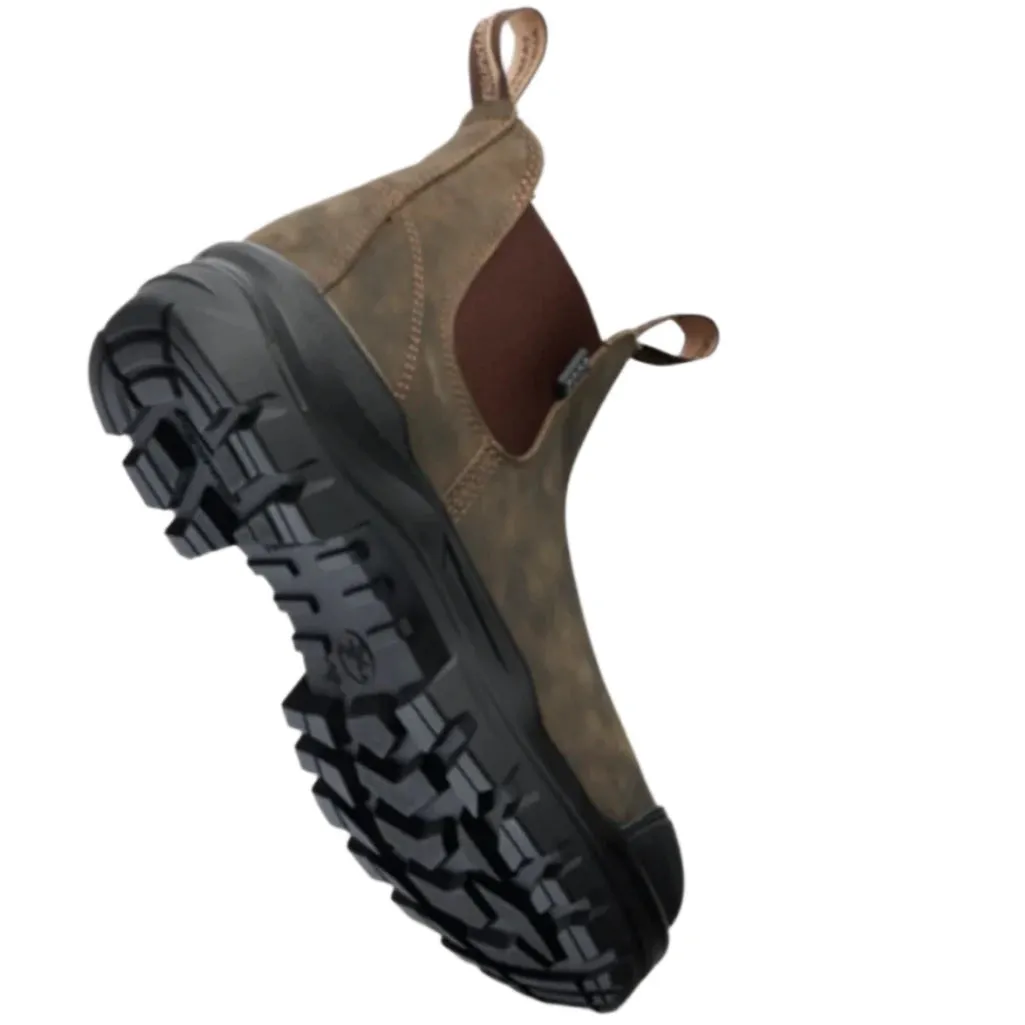 Blundstone Rotoflex Rustic Brown Water Resistant Nubuck Elastic Side Steel Cap Safety Boots (8002) (Pre Order)