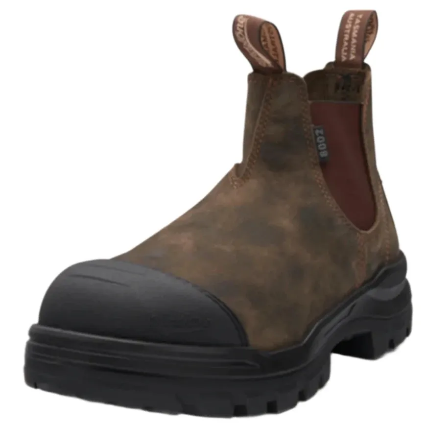 Blundstone Rotoflex Rustic Brown Water Resistant Nubuck Elastic Side Steel Cap Safety Boots (8002) (Pre Order)