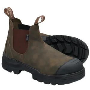 Blundstone Rotoflex Rustic Brown Water Resistant Nubuck Elastic Side Steel Cap Safety Boots (8002) (Pre Order)