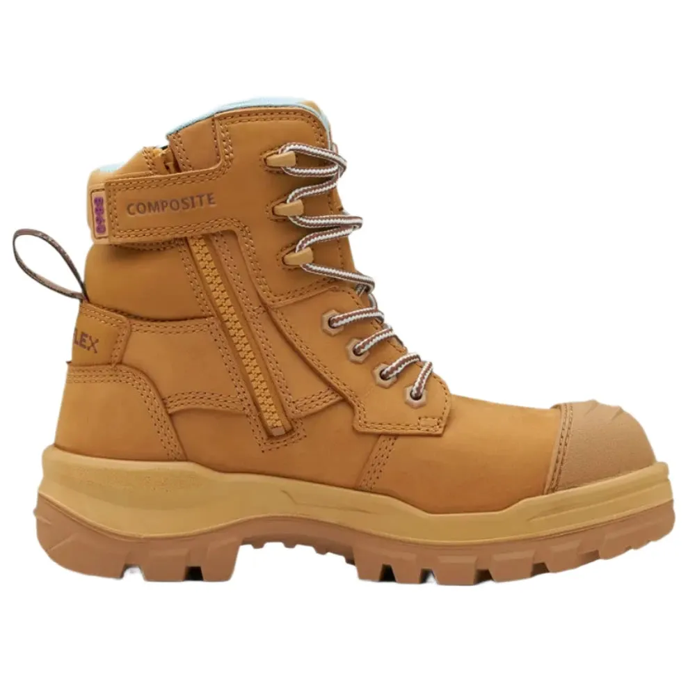 Blundstone Rotoflex Wheat Water Resistant Nubuck 150mm Zip Side Composite Toe Womens Safety Boot (8860) (Pre Order)