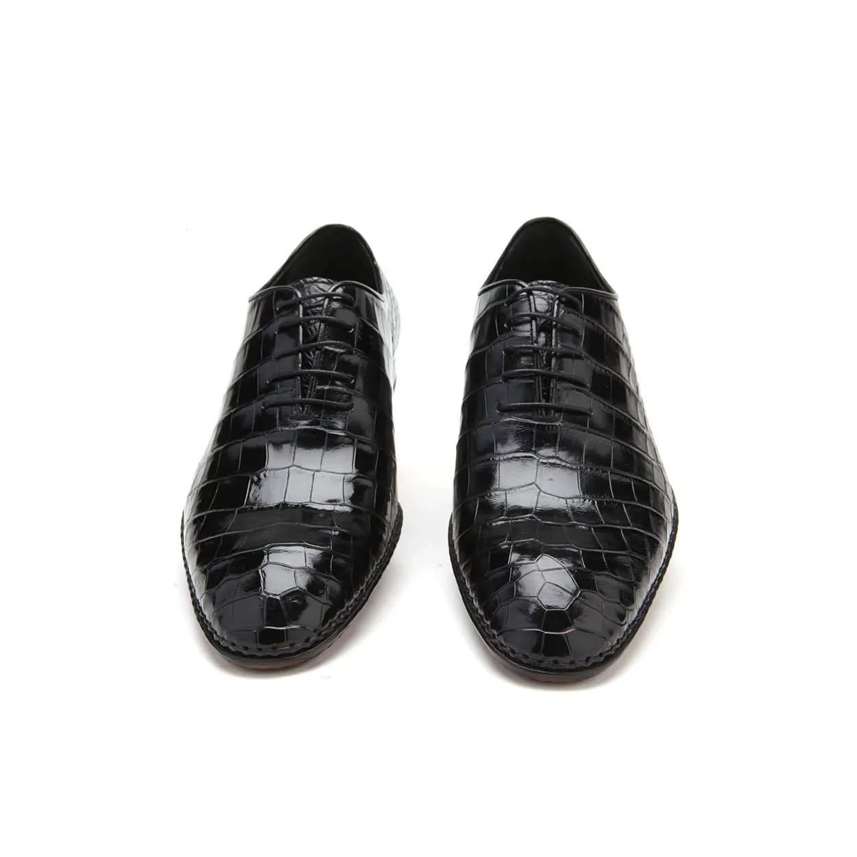 Caporicci Men's Luxury Italian Designer Shoes 2542 Alligator Nero Black Oxfords (CAP1111)
