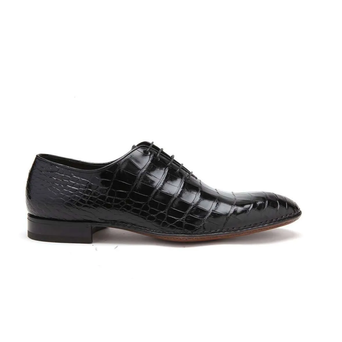 Caporicci Men's Luxury Italian Designer Shoes 2542 Alligator Nero Black Oxfords (CAP1111)