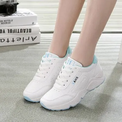 Casual Sneakers for Women/ White Trainers Platform Shoes