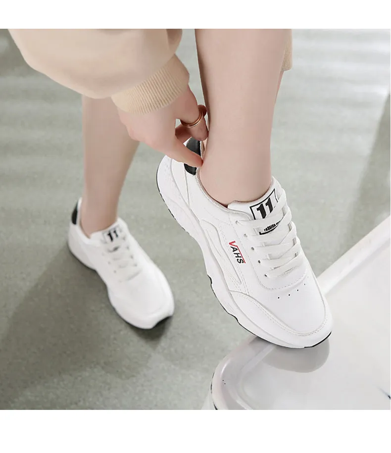 Casual Sneakers for Women/ White Trainers Platform Shoes