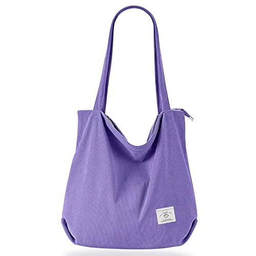 cord bag shoulder bag with zipper, large shopper bag tote bag handbag shoulder bags for work office travel shopping school and everyday life