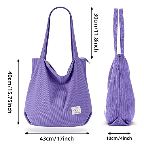 cord bag shoulder bag with zipper, large shopper bag tote bag handbag shoulder bags for work office travel shopping school and everyday life