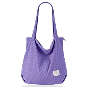 cord bag shoulder bag with zipper, large shopper bag tote bag handbag shoulder bags for work office travel shopping school and everyday life