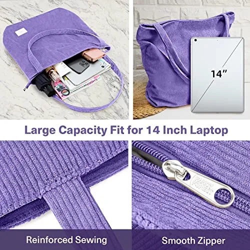 cord bag shoulder bag with zipper, large shopper bag tote bag handbag shoulder bags for work office travel shopping school and everyday life
