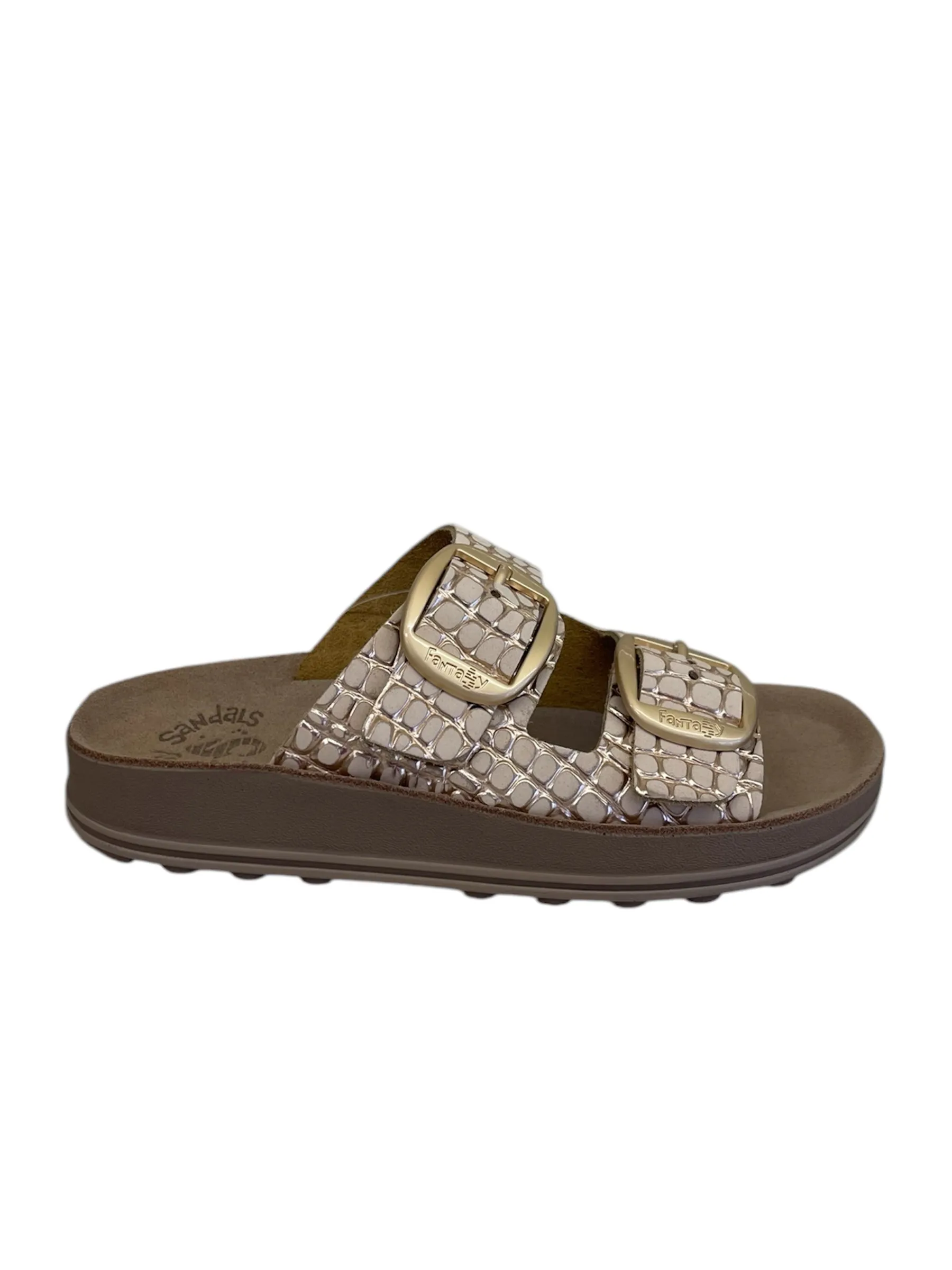 Fantasy sandals rose gold leather sandals