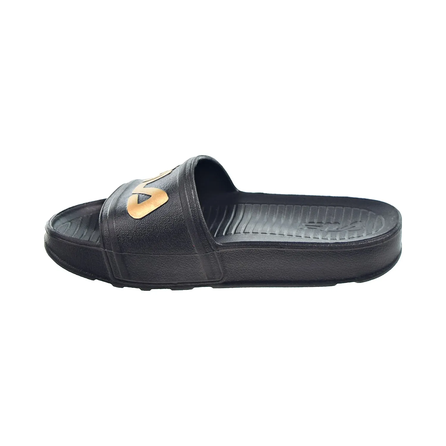Fila Sleek LT Kids' Slide Sandals Black-Metallic Gold