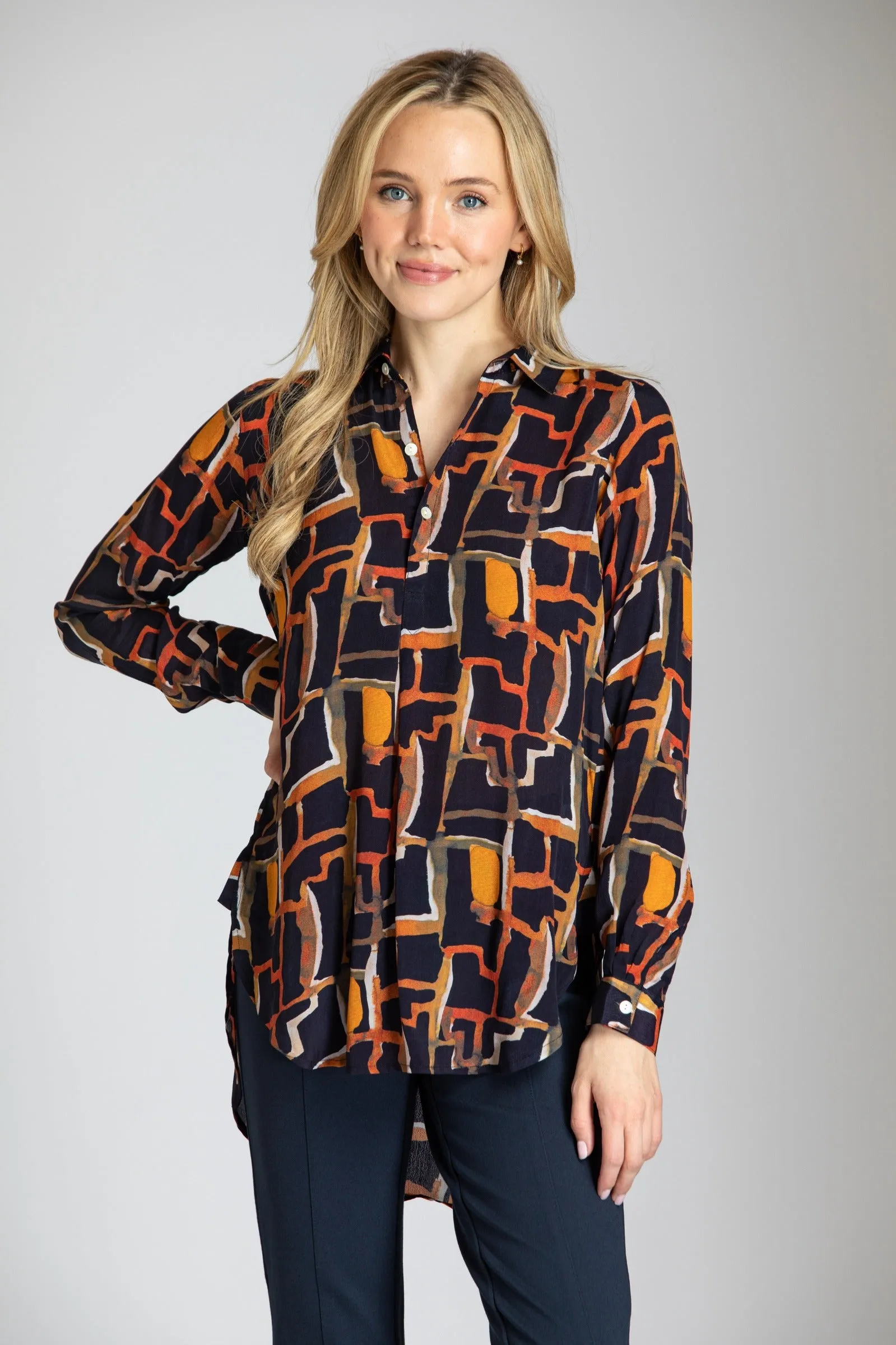 Half Button-up Pullover Tunic