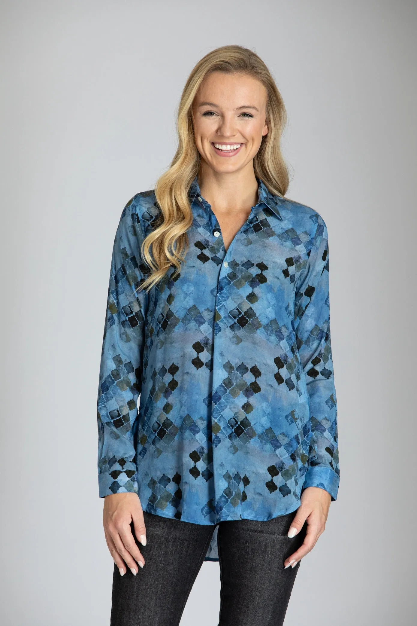 Half Button-up Pullover Tunic