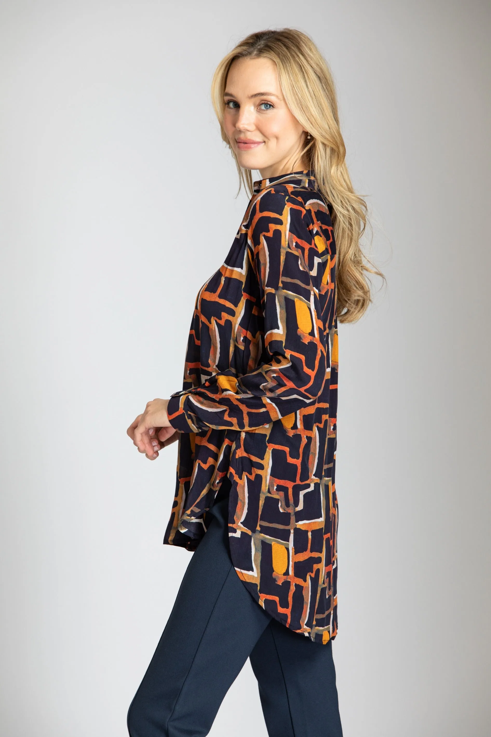 Half Button-up Pullover Tunic