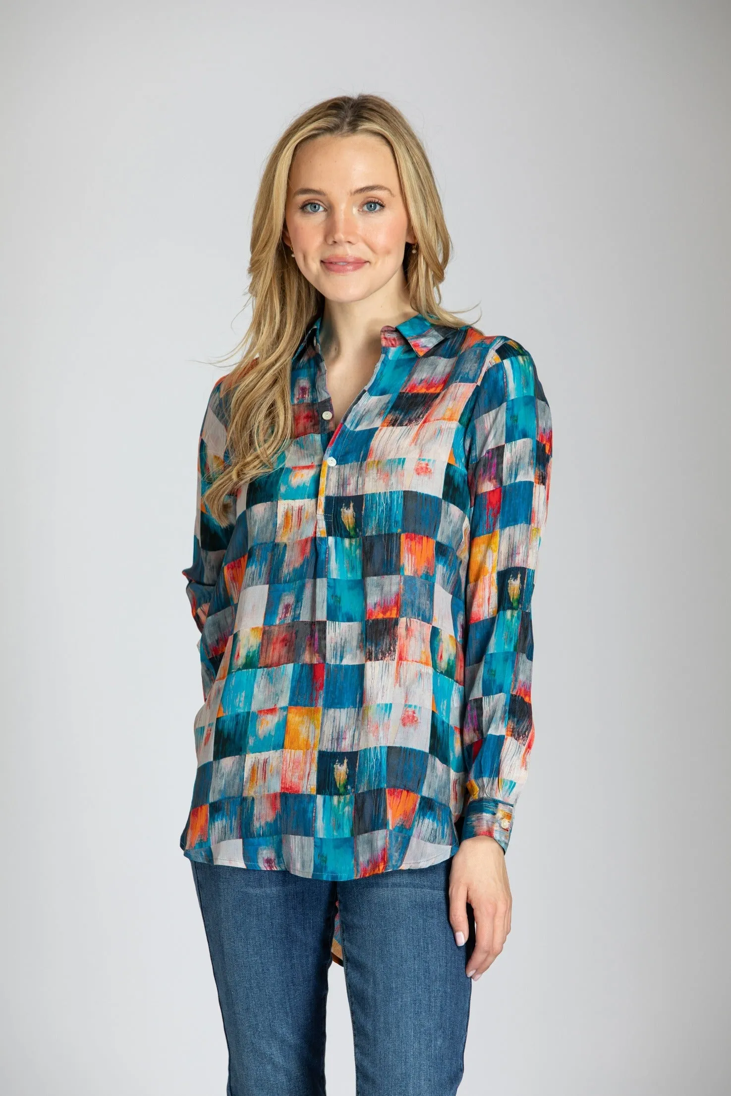 Half Button-up Pullover Tunic
