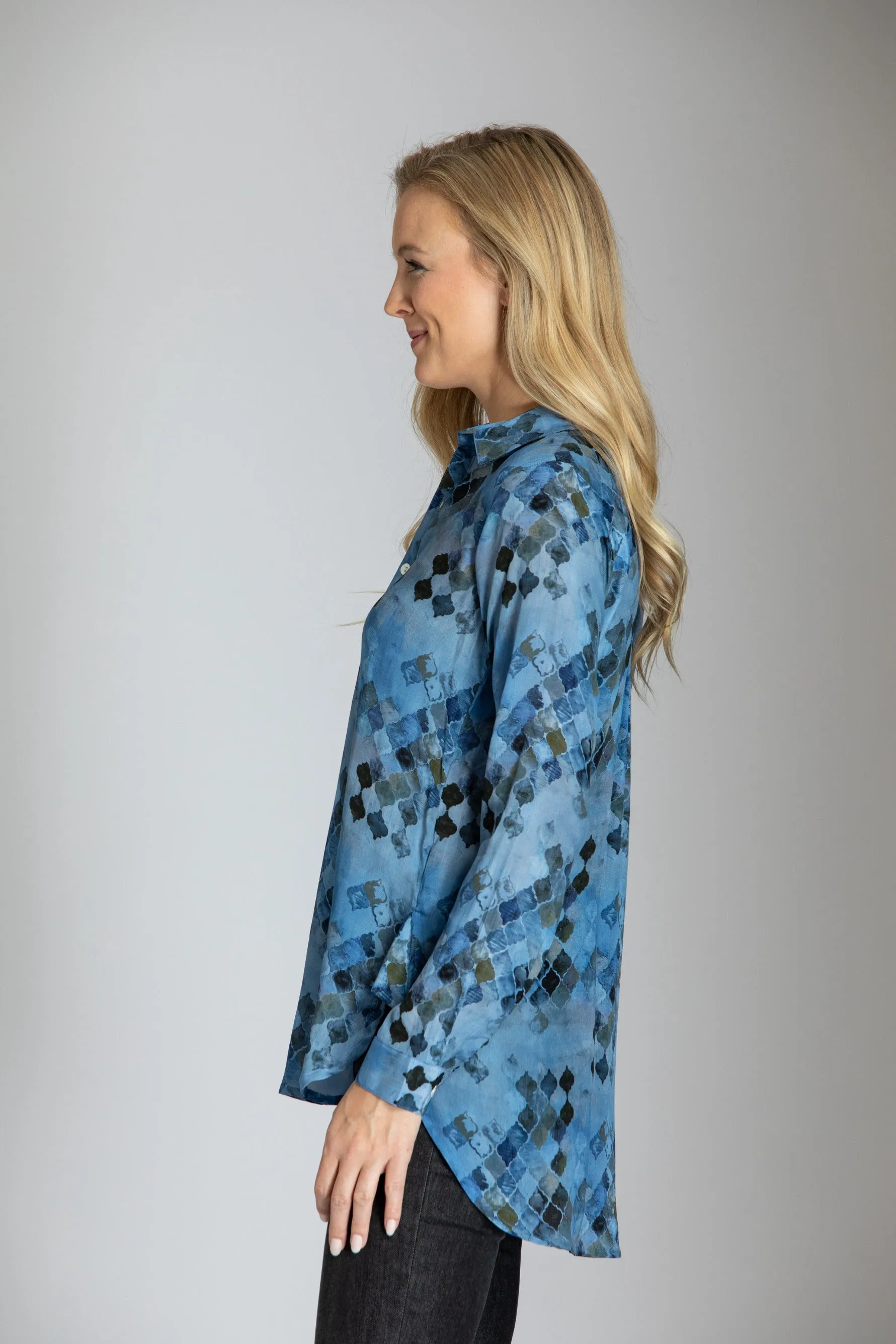 Half Button-up Pullover Tunic