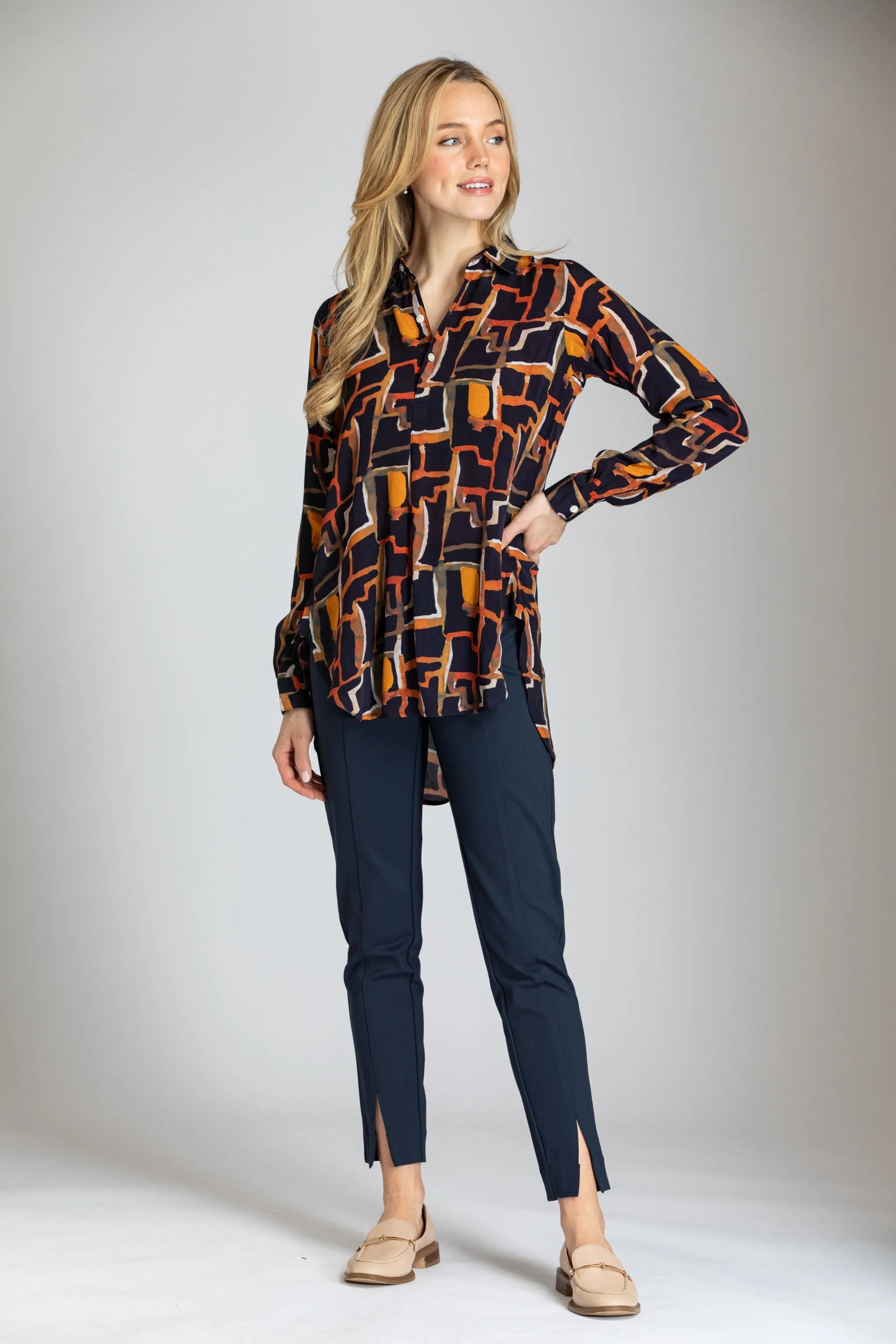 Half Button-up Pullover Tunic