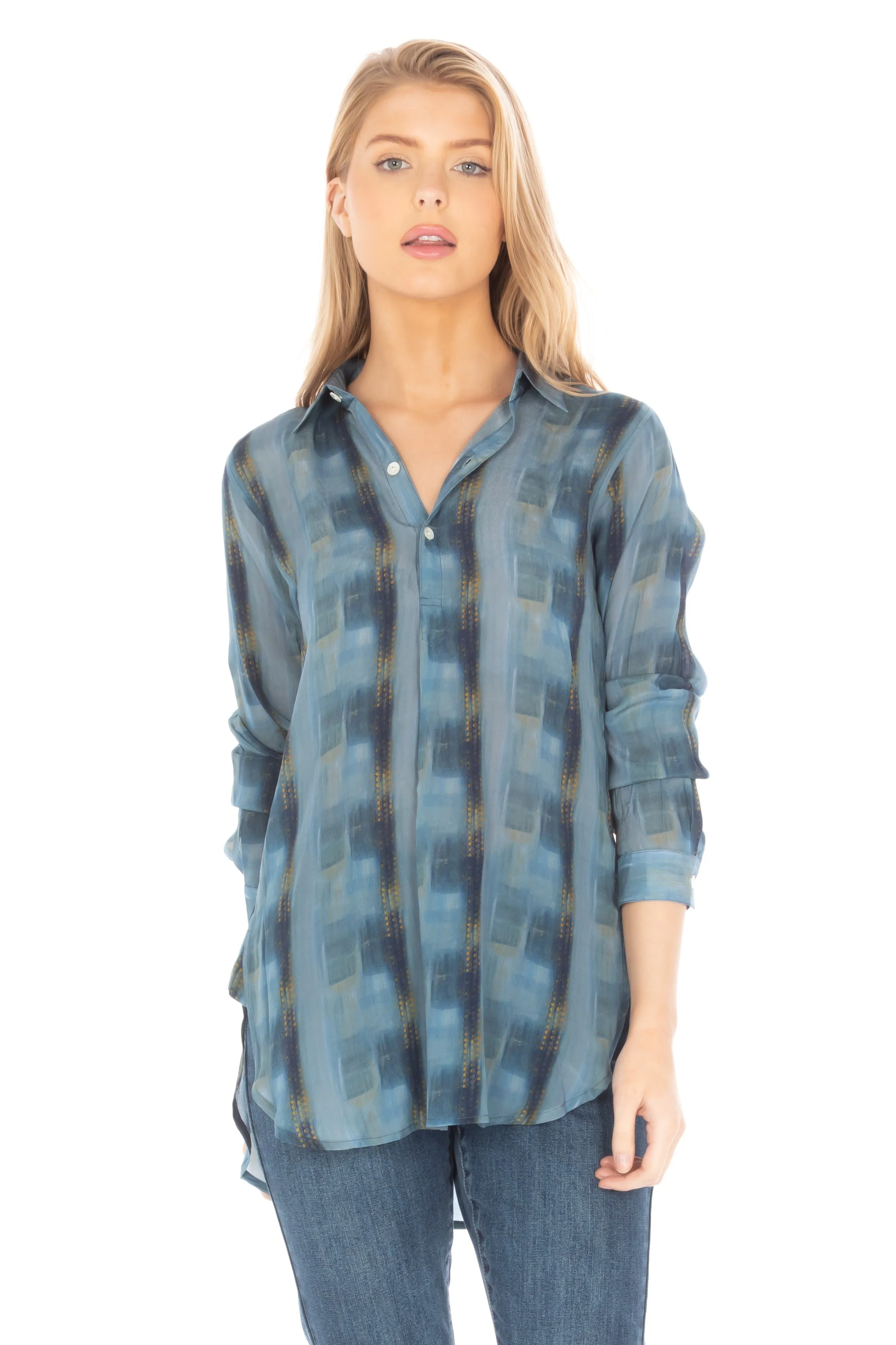 Half Button-up Pullover Tunic
