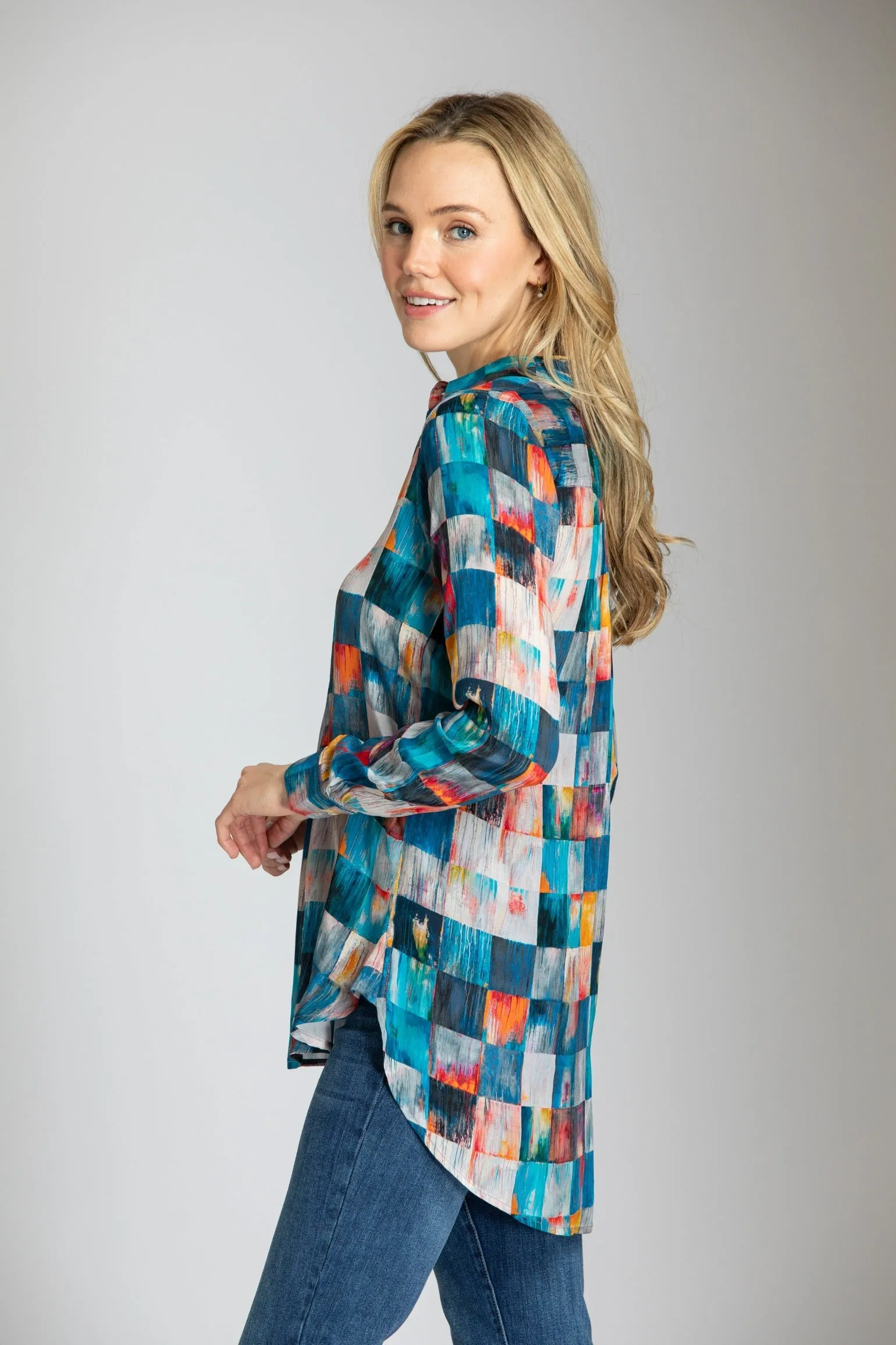 Half Button-up Pullover Tunic