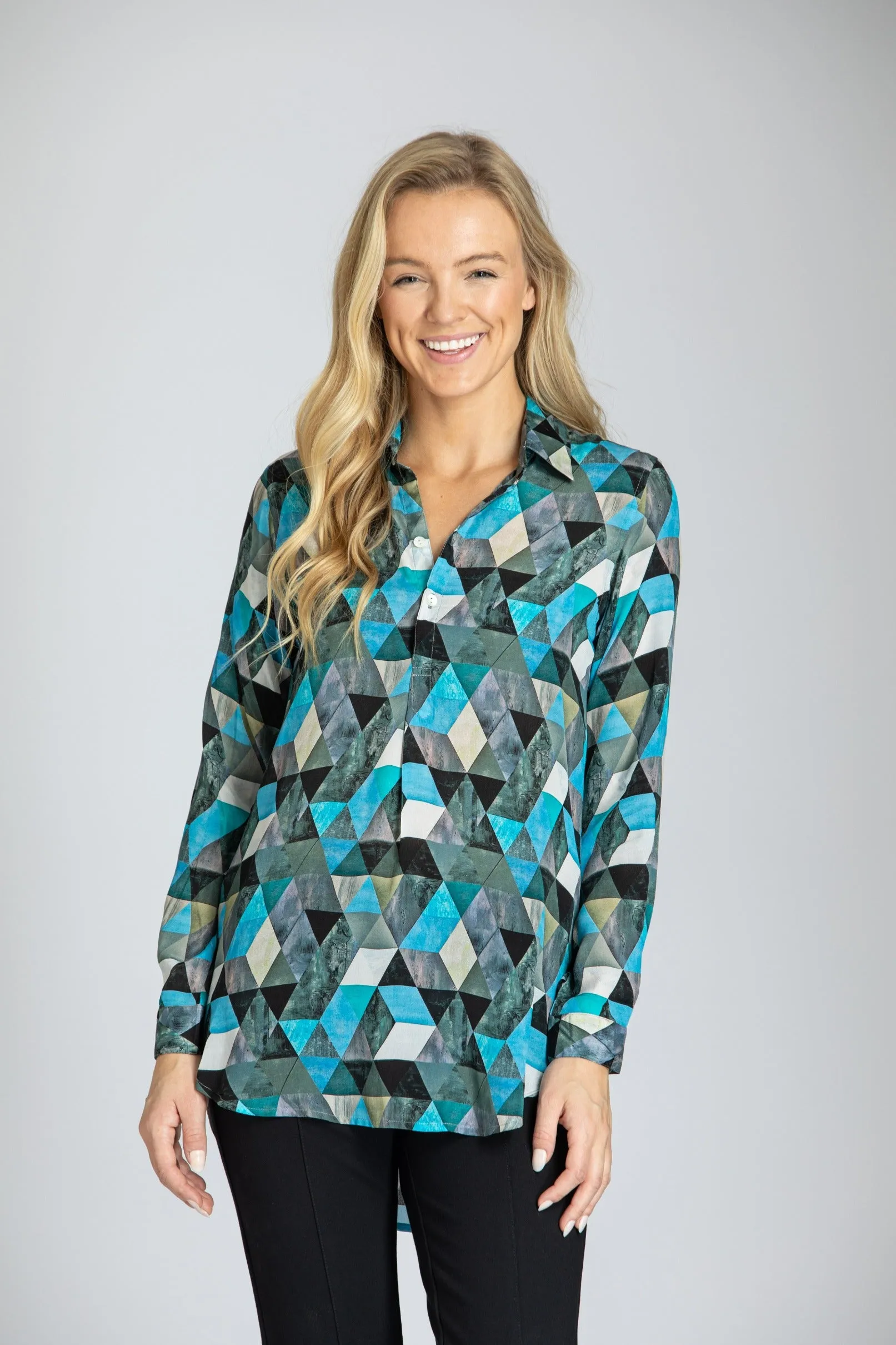 Half Button-up Pullover Tunic