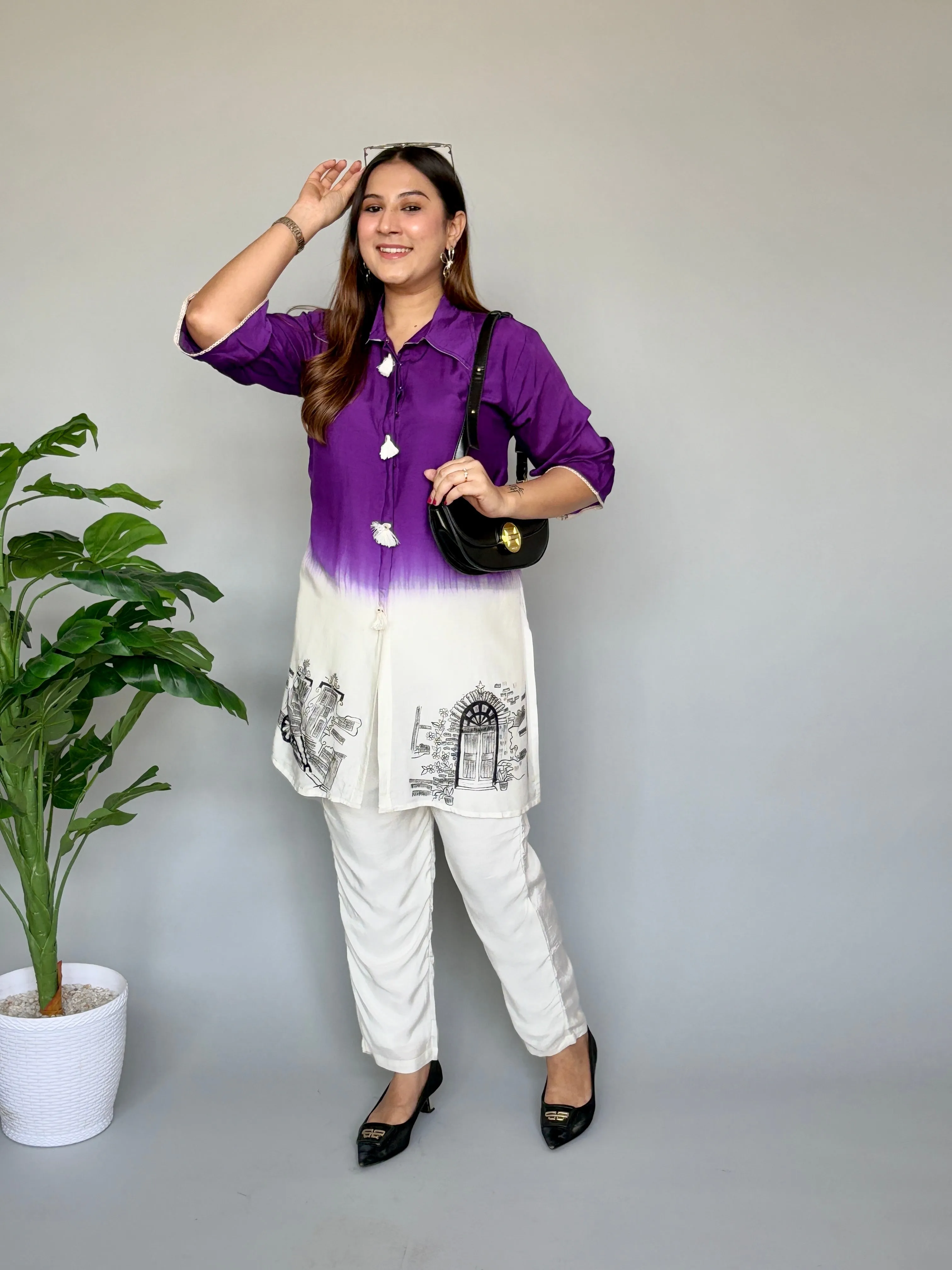 Hand Painted Purple Ombre Coord Set