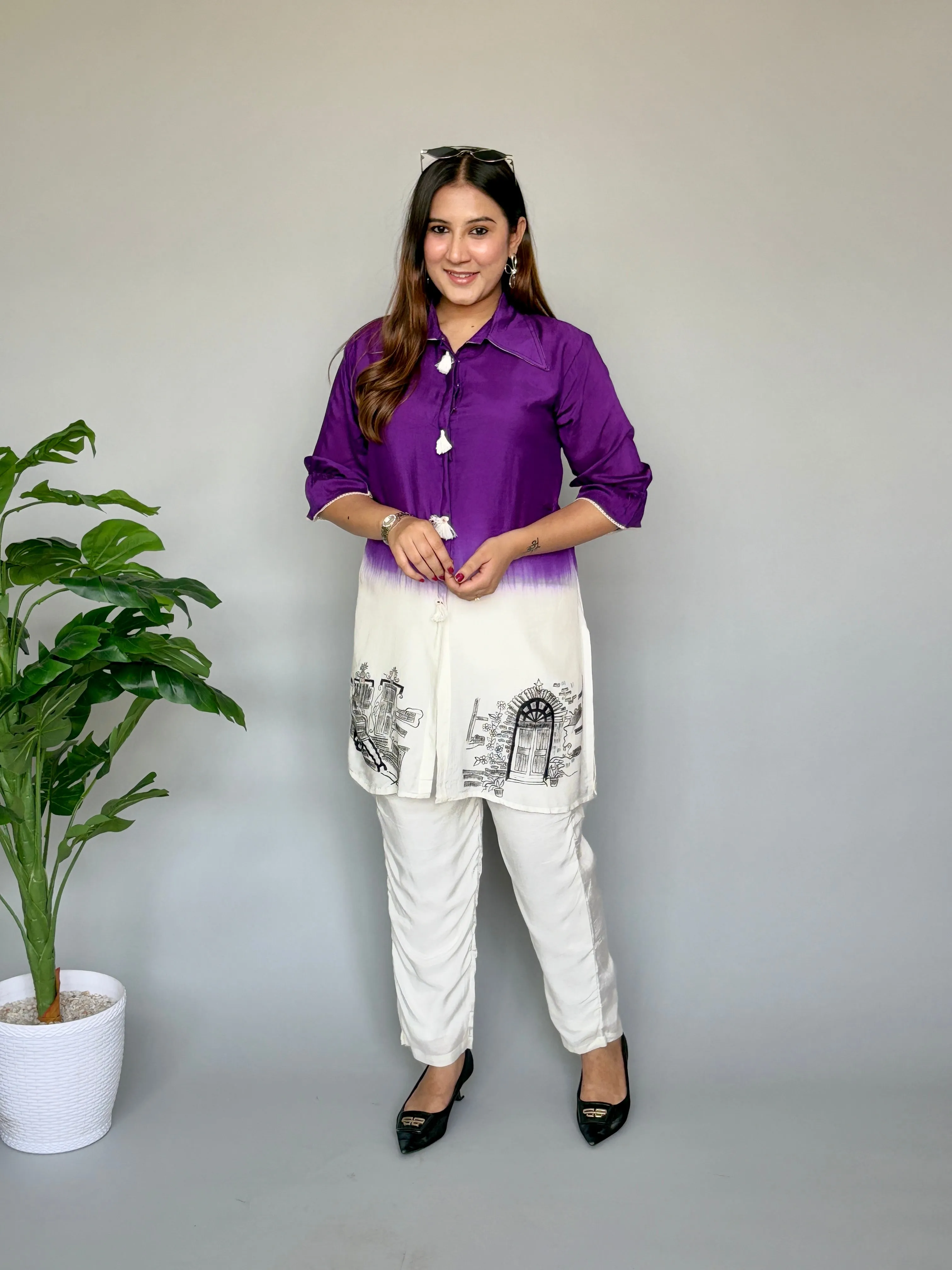 Hand Painted Purple Ombre Coord Set