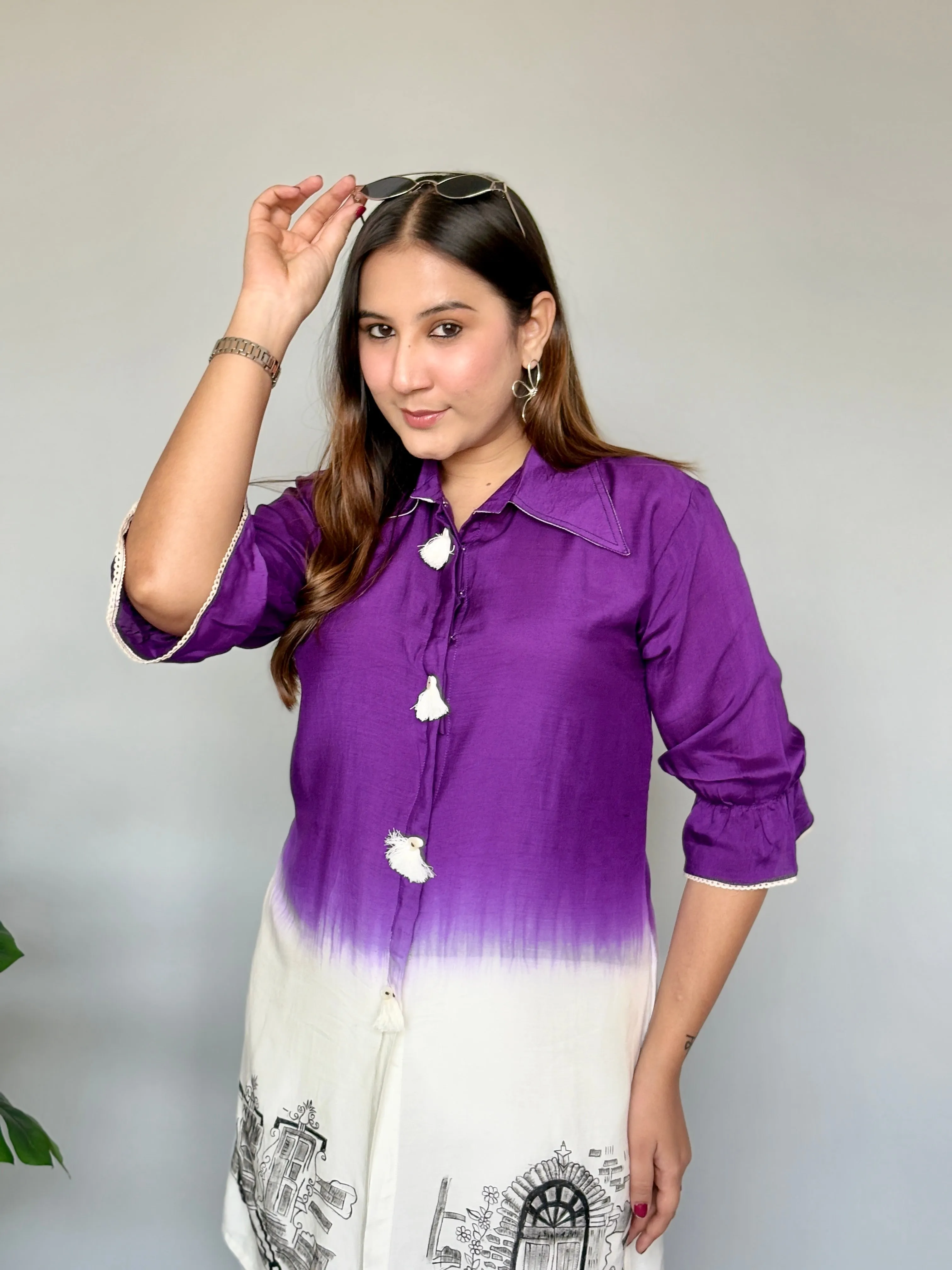 Hand Painted Purple Ombre Coord Set