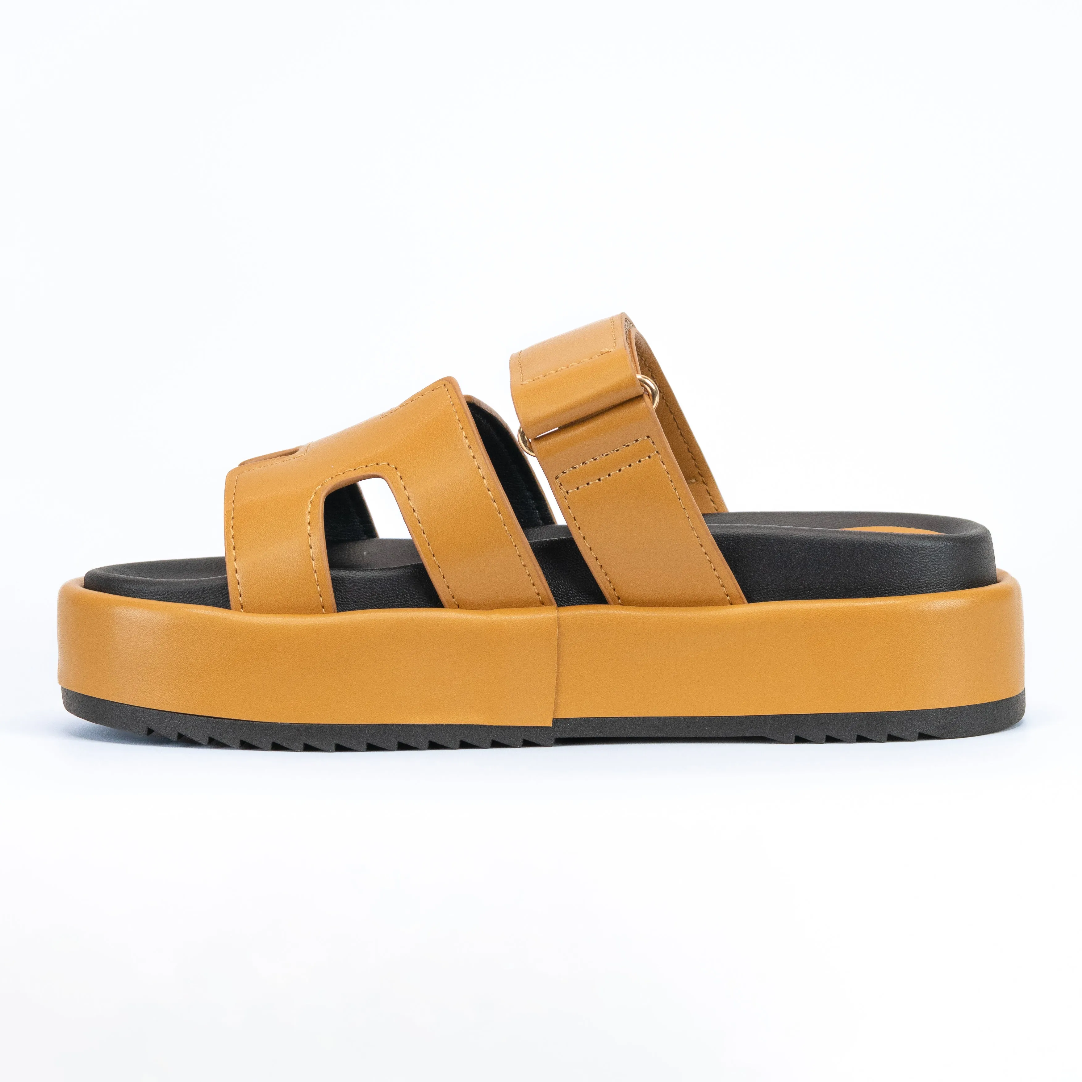 Innovation - Wide Fit Velcro Front Strap Slide Sandals, Flat Platform Design, Casual Summer Footwear, Comfortable & Stylish for Everyday Wear