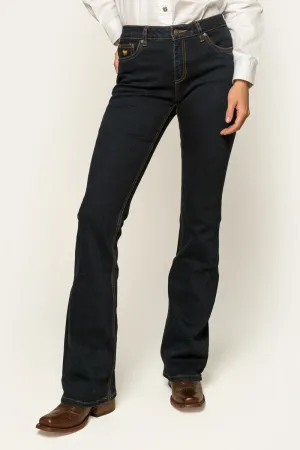 Katherine Womens Mid-Rise Bootleg Jeans - Dark Blue